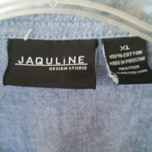 𝅺JAQULINE Denim Look Shirt Dress/Tunic‎ Pocket Front Long Sleeve Womens Size XL - Picture 5 of 12